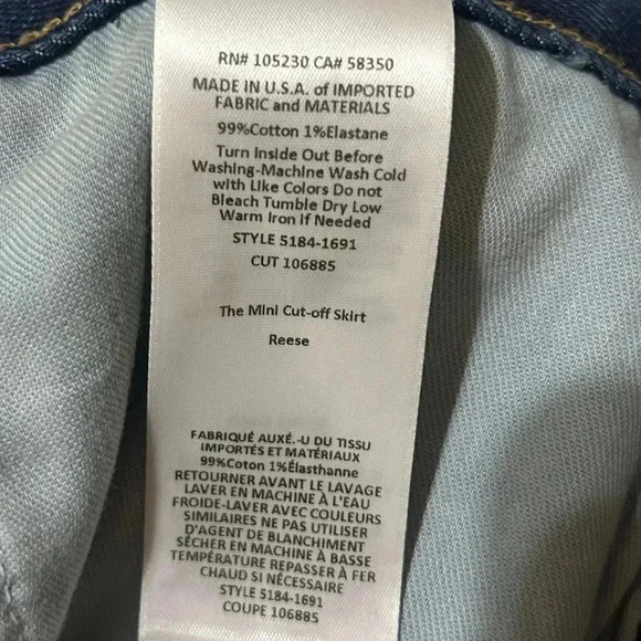 EUC Current Elliot size 29 denim mini skirt with button fly. 15 inches long. - Picture 8 of 8